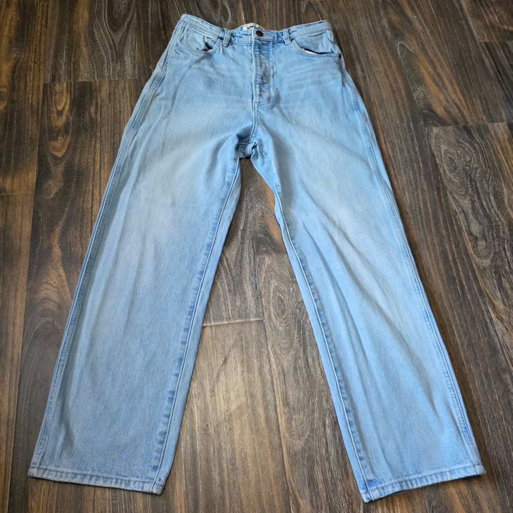 Wrangler Lita High Waisted Wide Leg Jeans Light Wash Button Fly Size 10